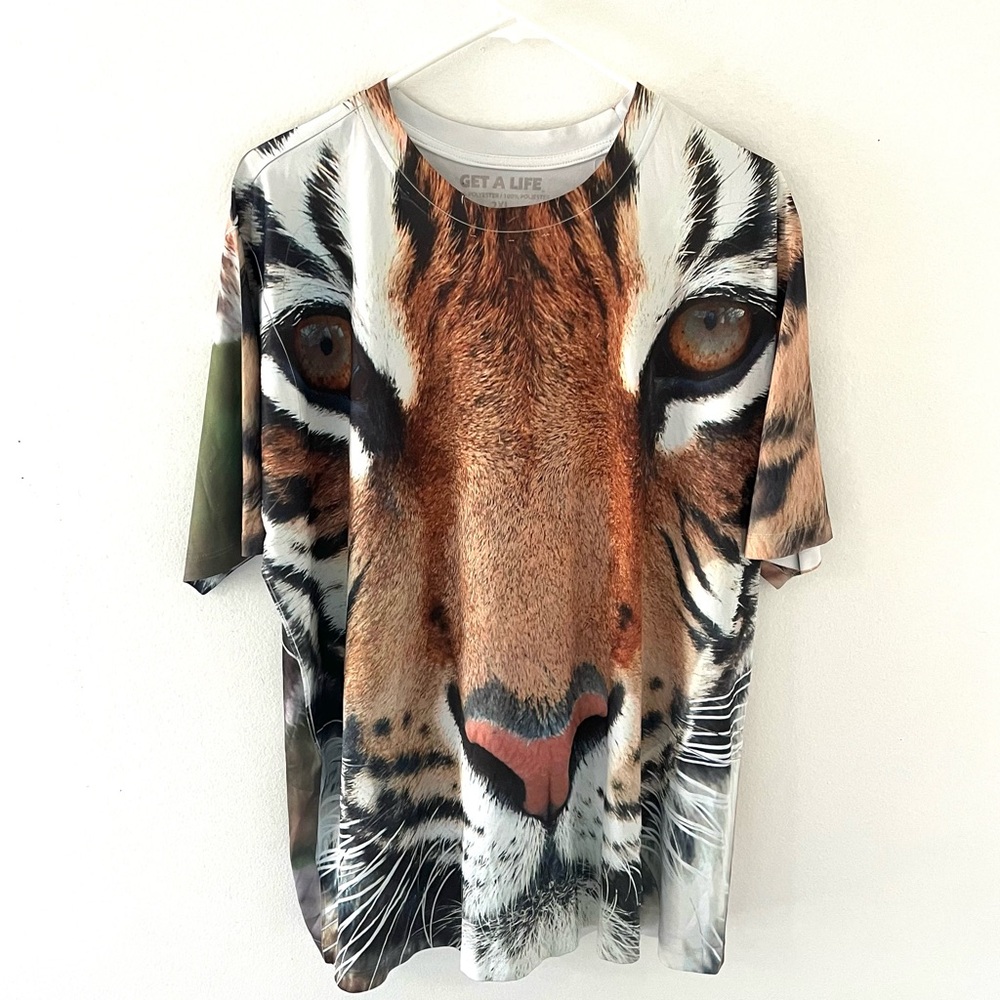 Get A Life Lightweight Tiger Graphic T-Shirt, Size: XXL